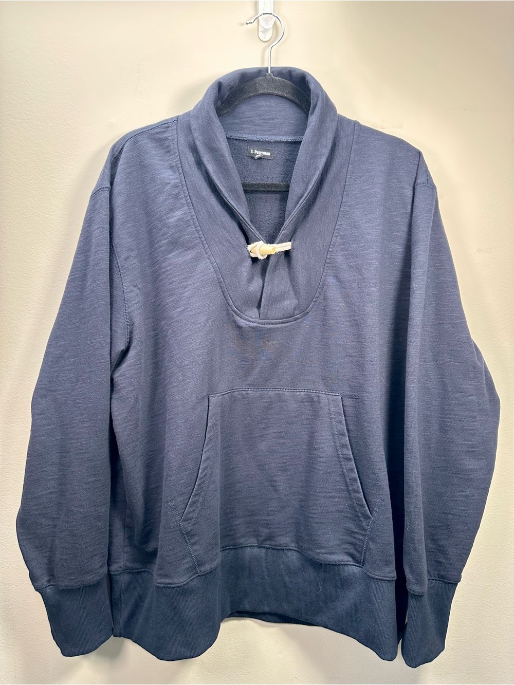 J. Peterman Men’s Mariner Shawl Collar Pullover Sweater, Navy, XL